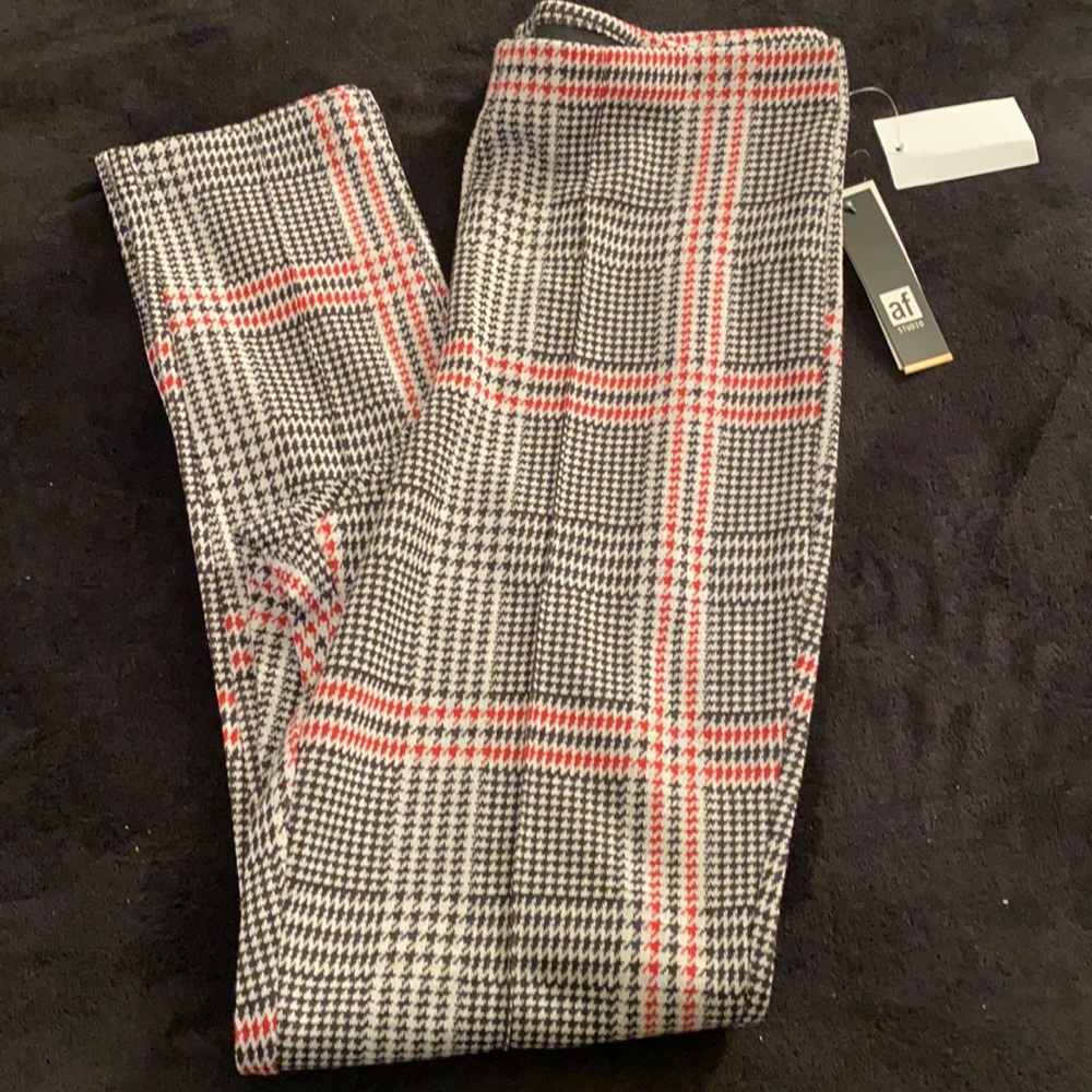 AF Studio Black and Red stretch pull on pants. Size XL